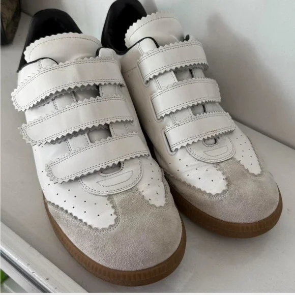 Isabel Marant Black and White Leather Sneakers - Picture 5 of 8